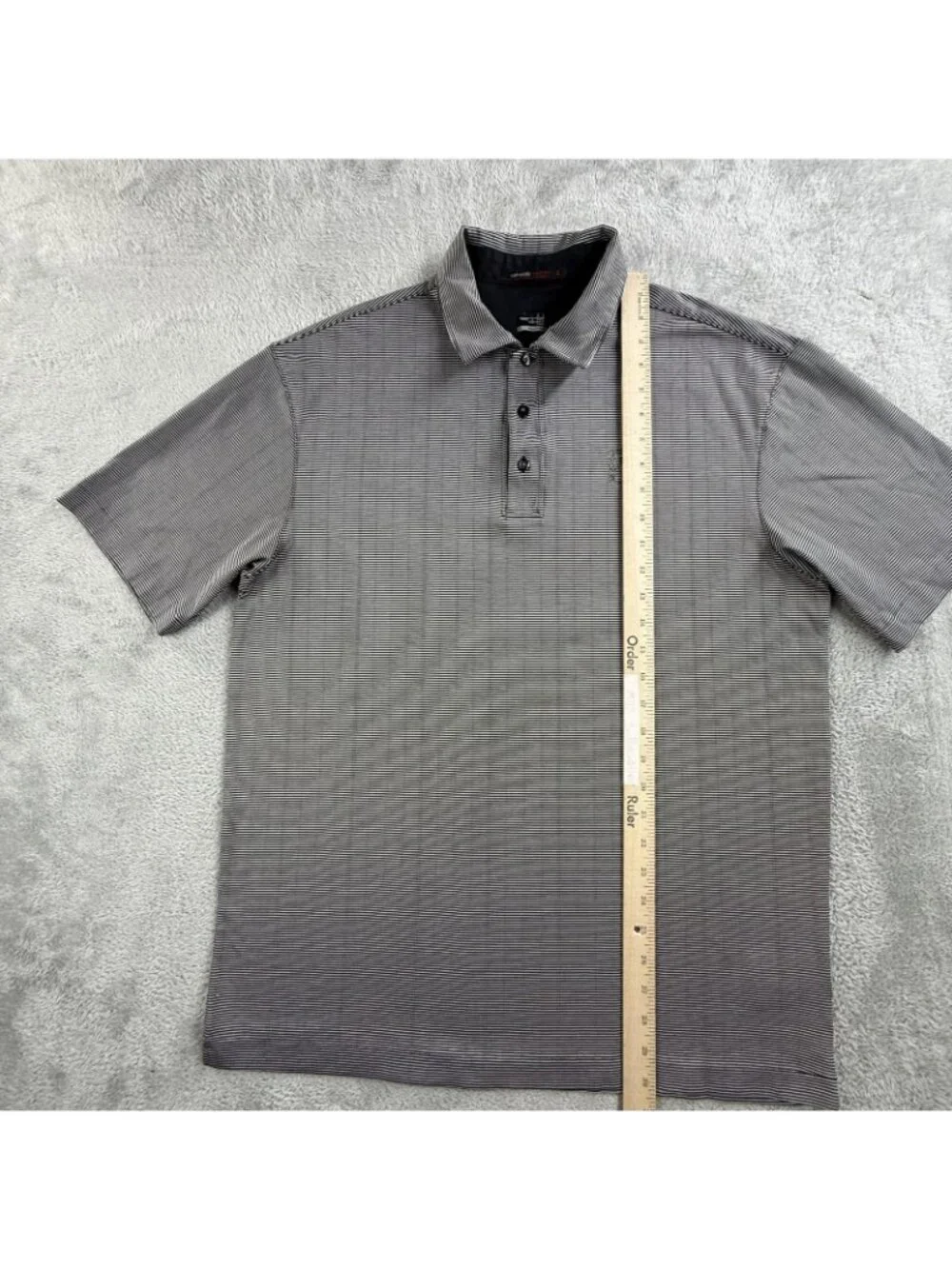 Nike Tiger Woods Collection PGA Tour Polo Shirt Mens Large Gray Striped Golf